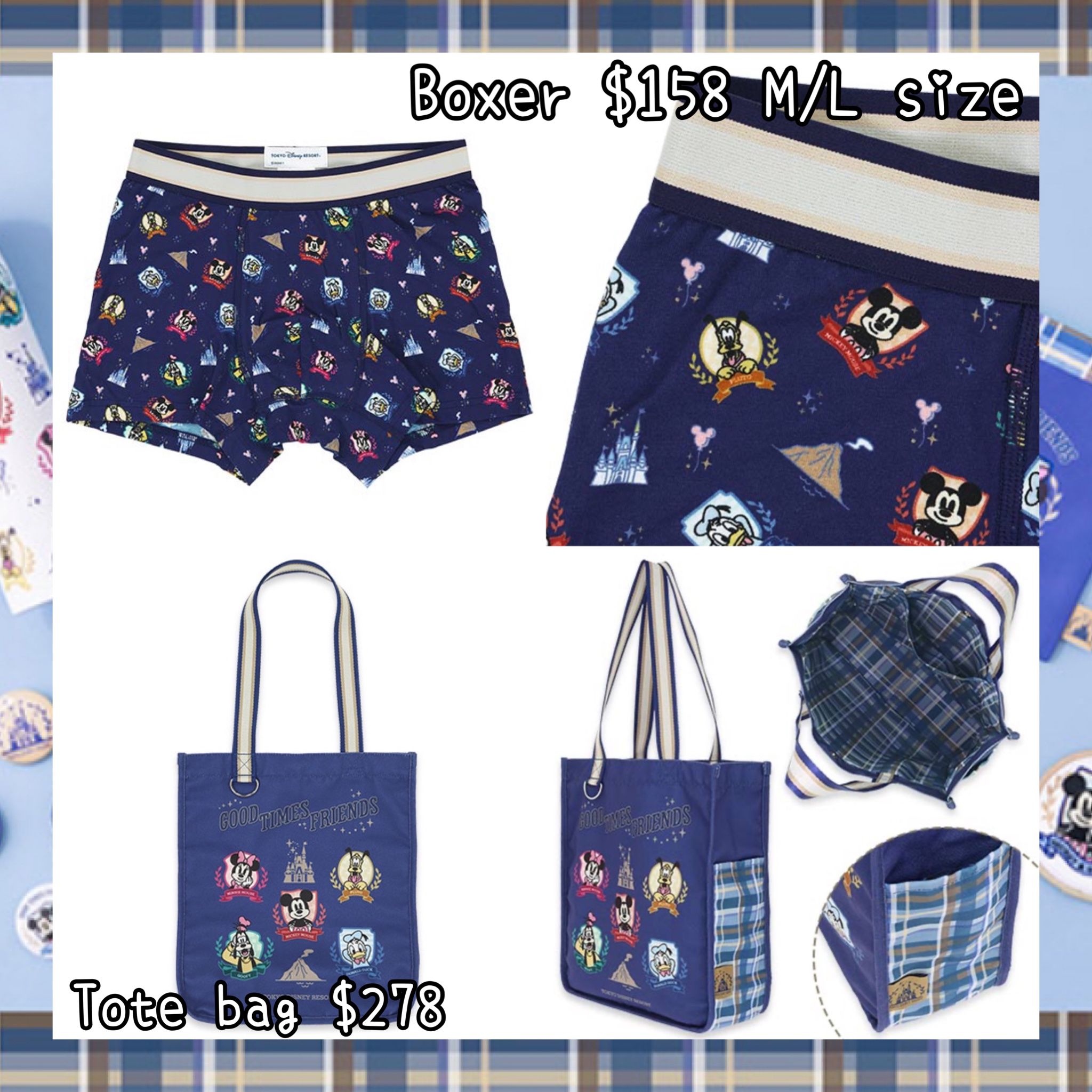 ：日本：GOOD TIMES FRIENDS DISNEYLAND園區產品 23/4 日本發賣 BOXER TOTE BAG