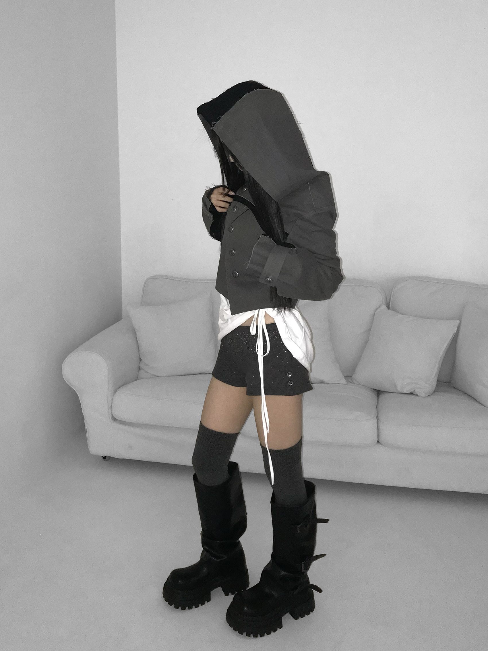 Waffle Knit Rhinestone Shorts