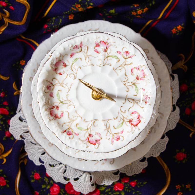 Vintage Pre-1960s Chapmans Made In England Hand-painted Floral Three Tiered Afternoon Tea Stand (EA1615)