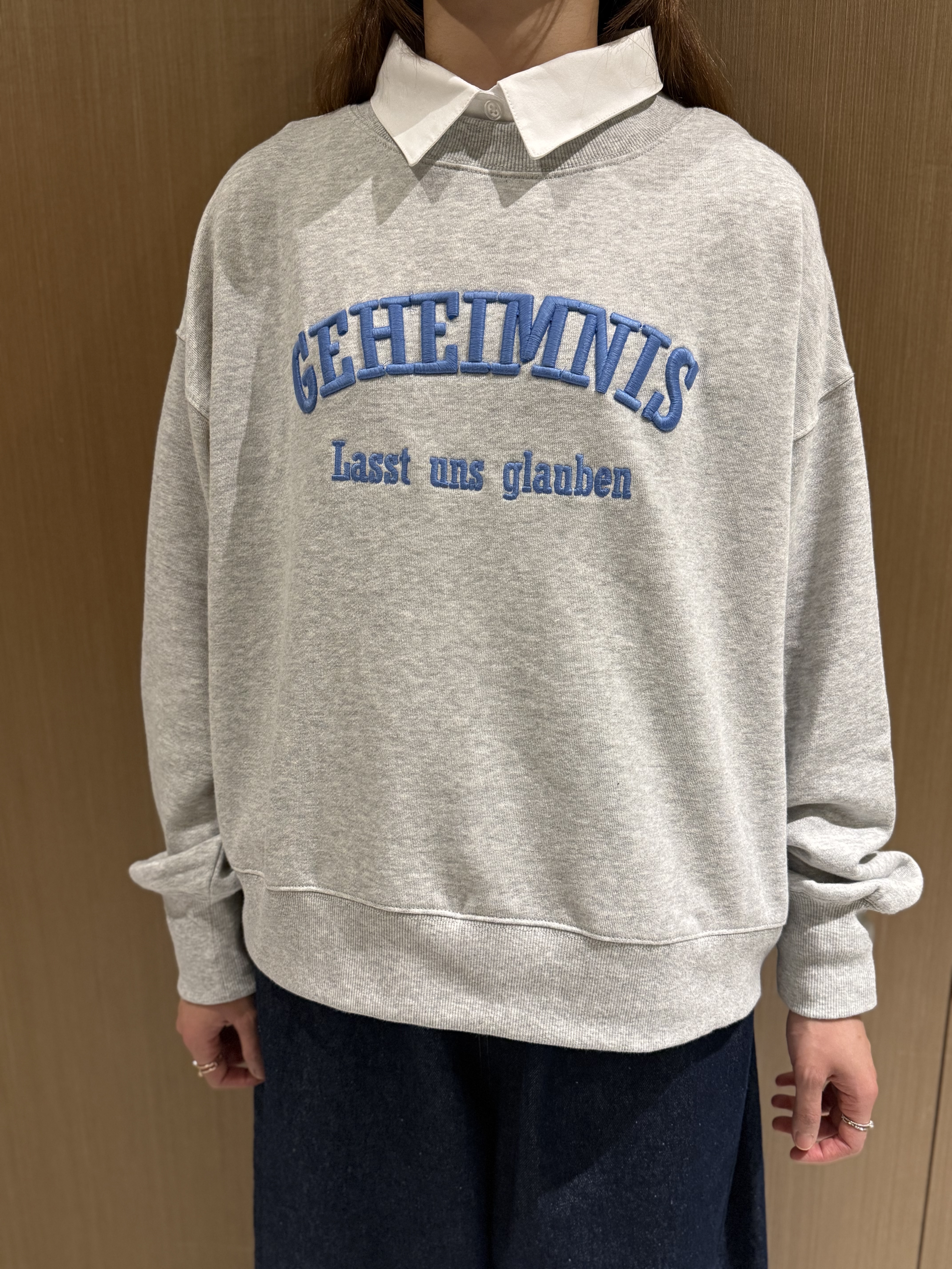 可拆領假兩件衛衣（淺灰色）