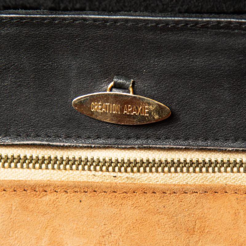 Rare Design - C.a. 1960s Italian Creation Araxie Balck Suede Doctor Bag/Briefcase - from Milan(EW040)