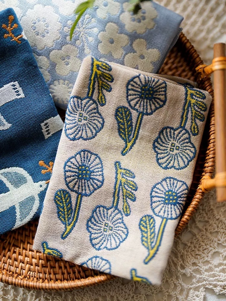 日本製純棉飛鳥花朵抹布