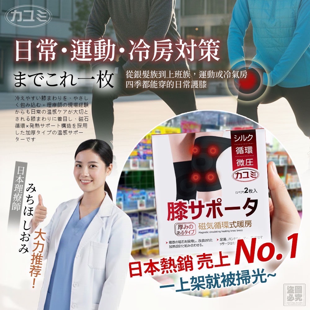 （約5月中到貨）🇯🇵日本カユミ佳由美-加厚款磁石循環發熱護膝1雙入💕