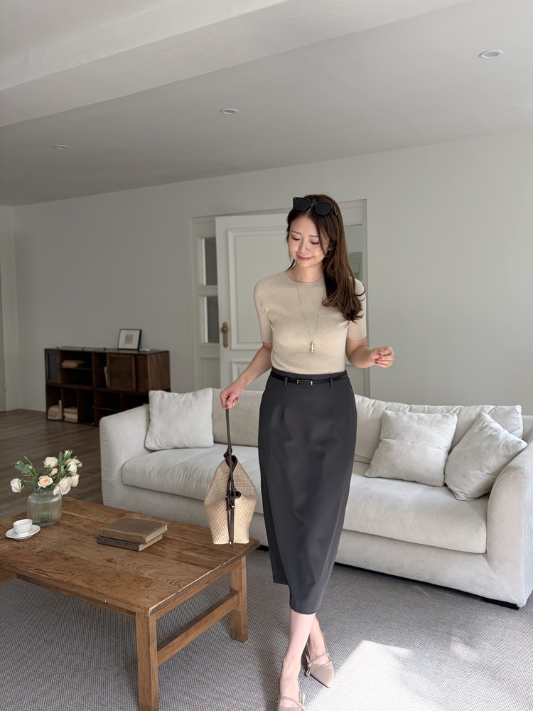 The Classy Belted Skirt (Charcoal)