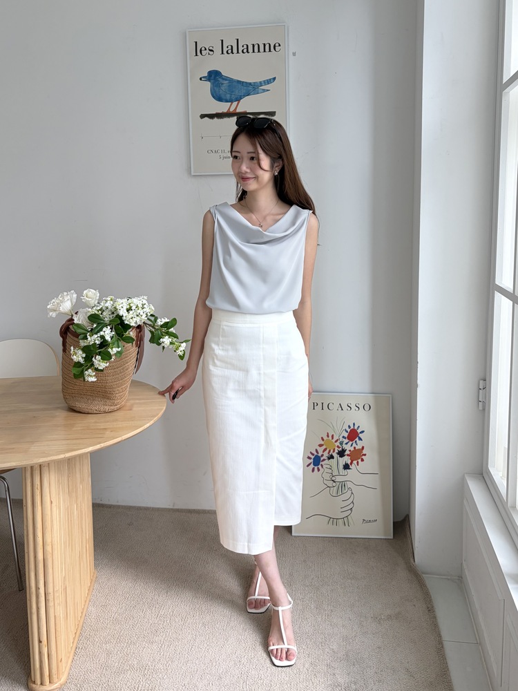 Front Slit Pencil Skirt (White)