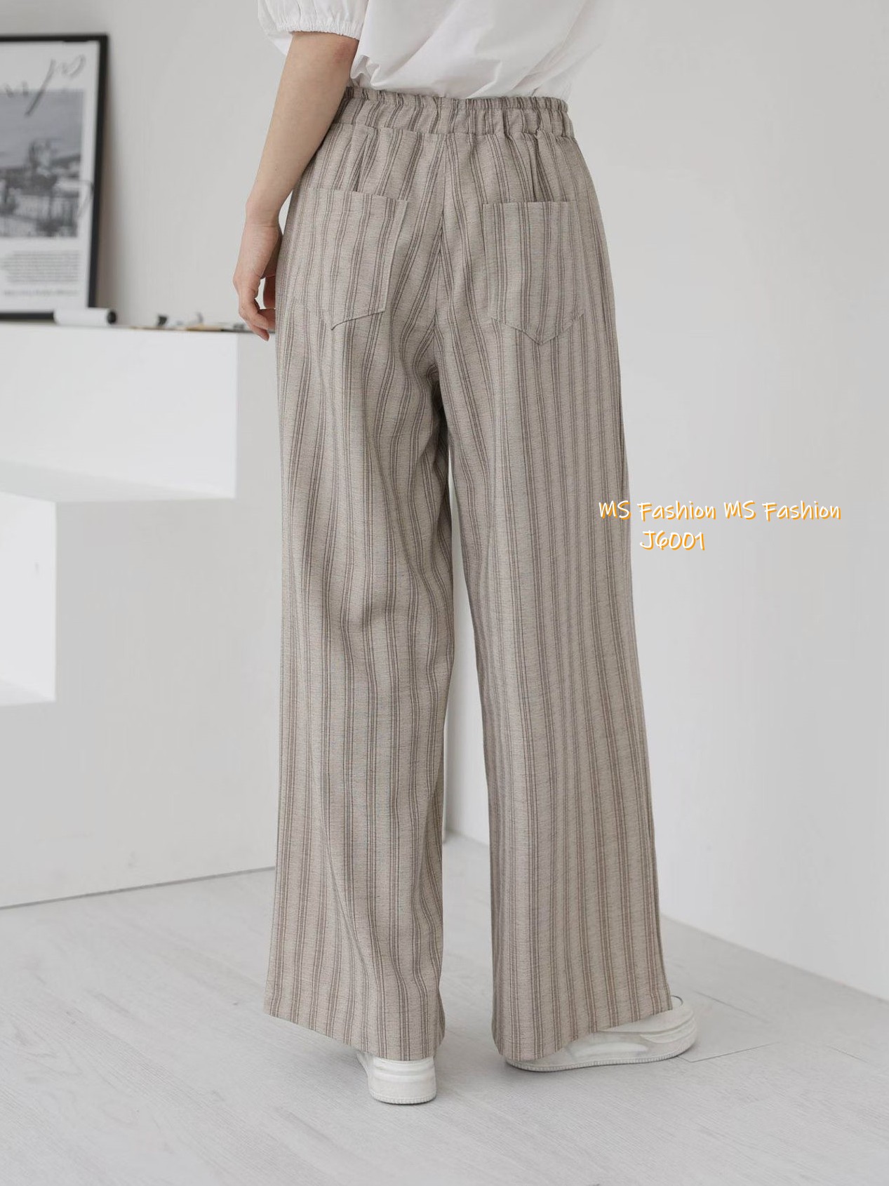 J6001 韓國🇰🇷靚料條子闊褲 