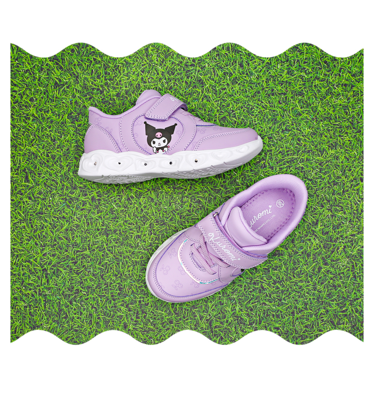 🇰🇷預訂 韓國直送🇰🇷Sanrio Kuromi人物印花魔術貼LED閃燈波鞋