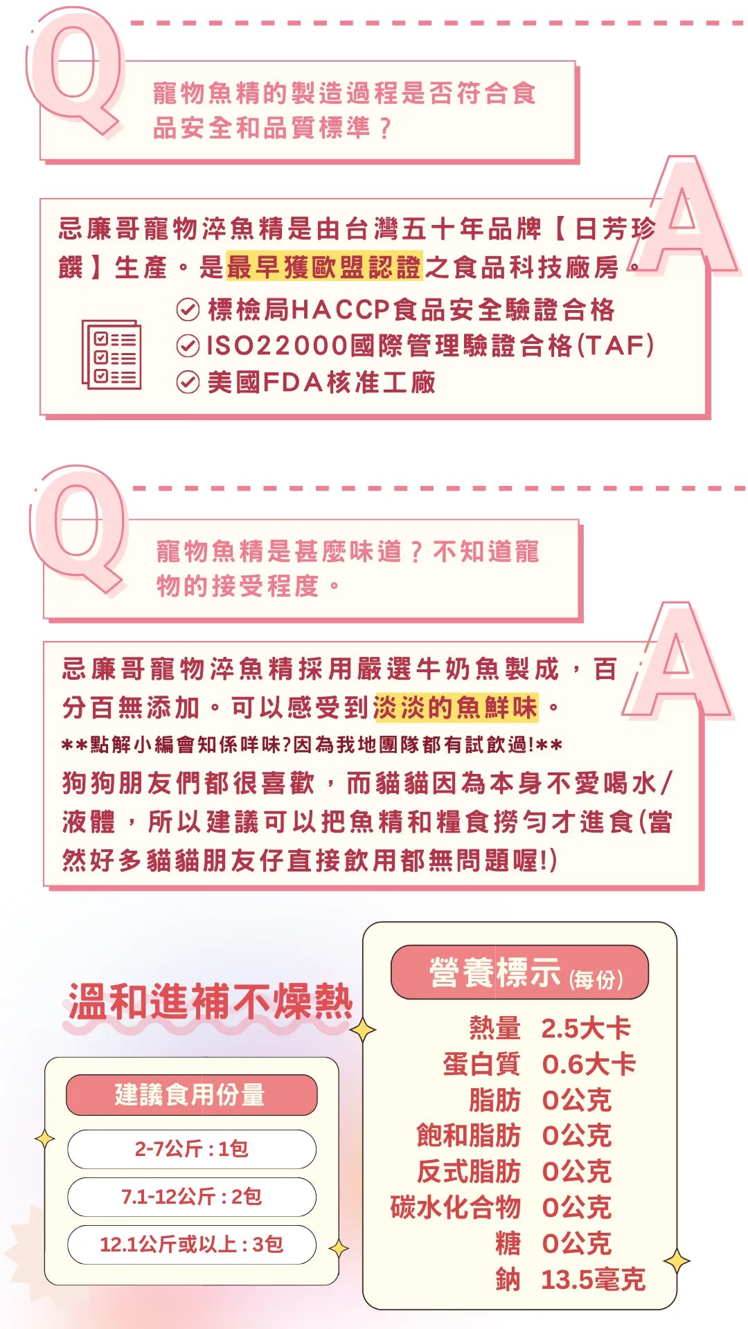 忌廉哥x日芳珍饌 寵物淬魚精 懷孕/術後修補 30mlx6
