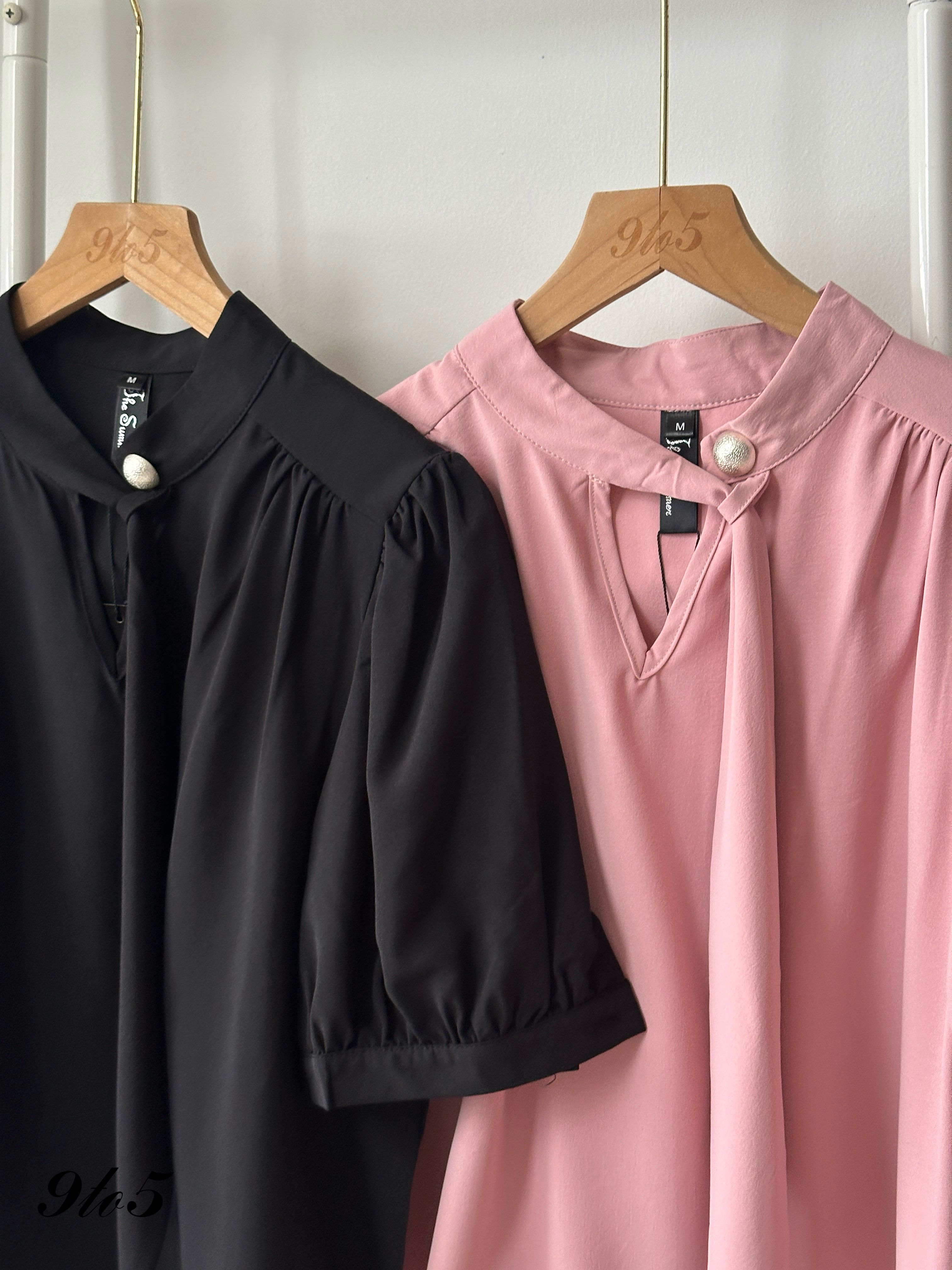 T4148 Mock Neck Puff Sleeve Shirt - 4 Colors 