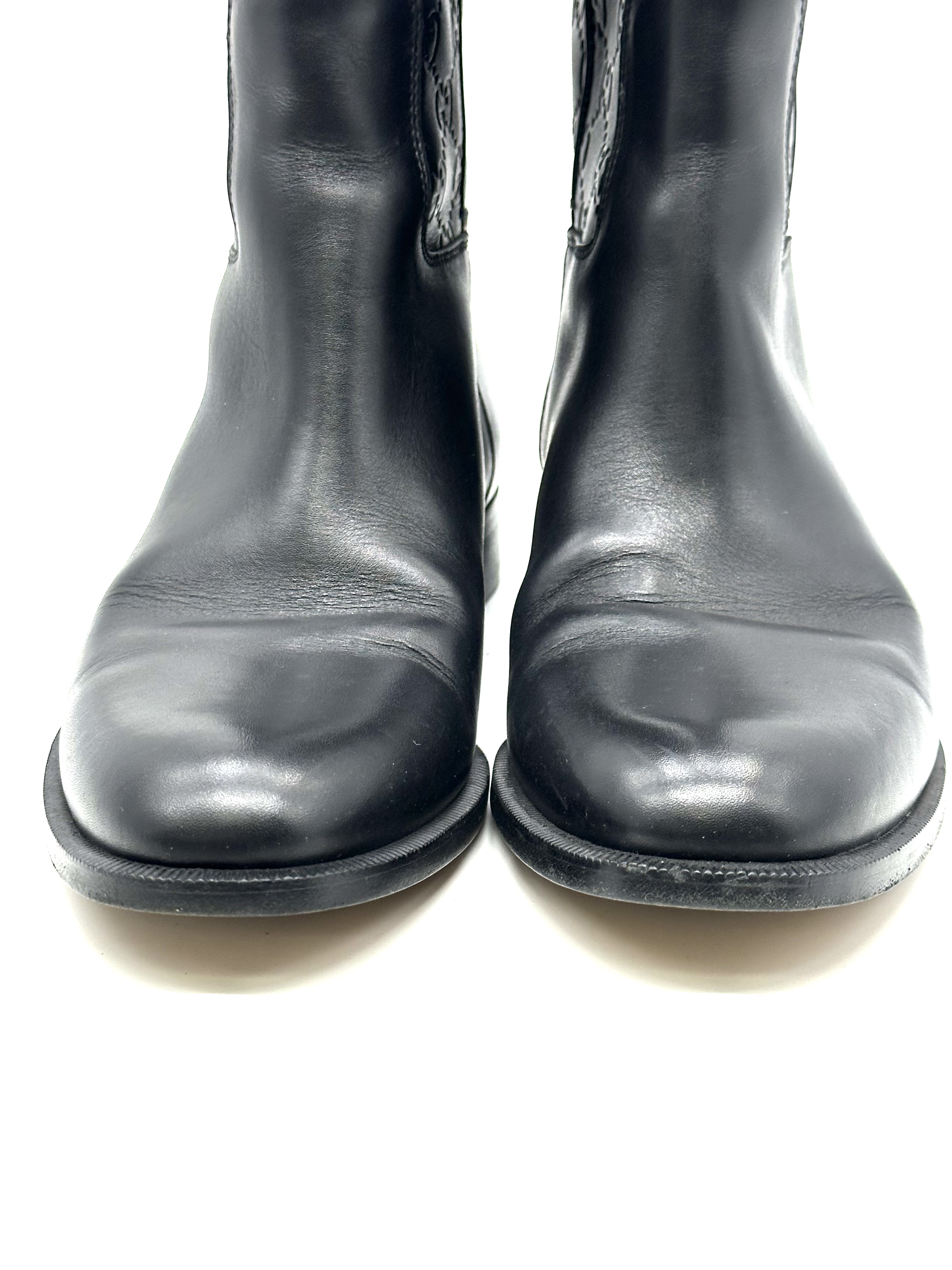 Pre-owned Gucci black Guccissima leather 85th anniversary knee-length boots / Product Code: 26040408