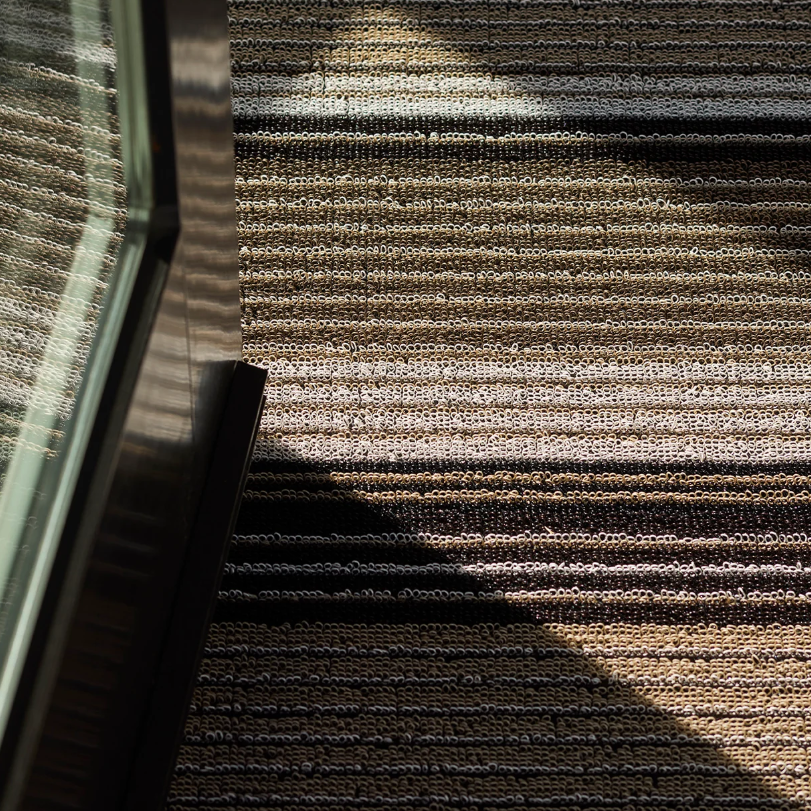 Pleat Stripe Shag Mat - Oyster