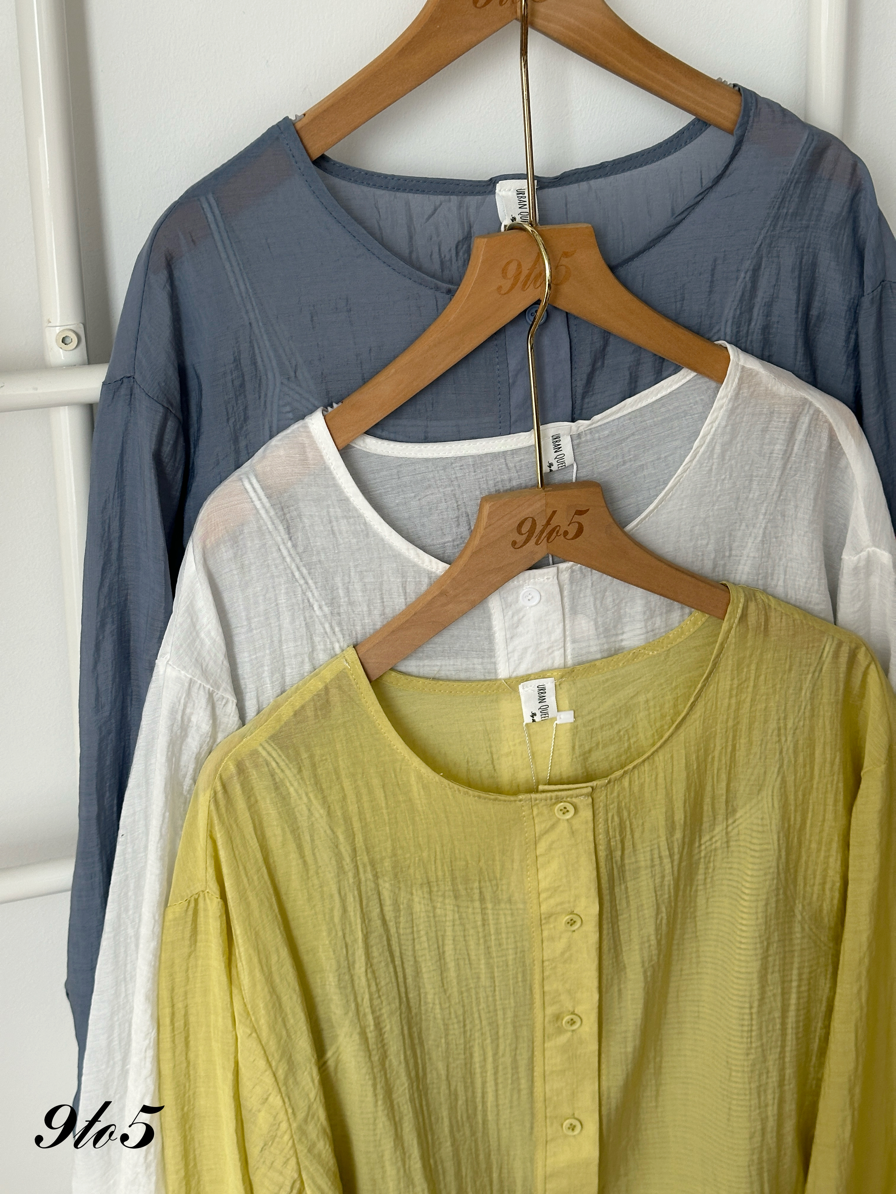 T4437 Semi-Sheer Two-Pieces Blouse - 3 Colors 