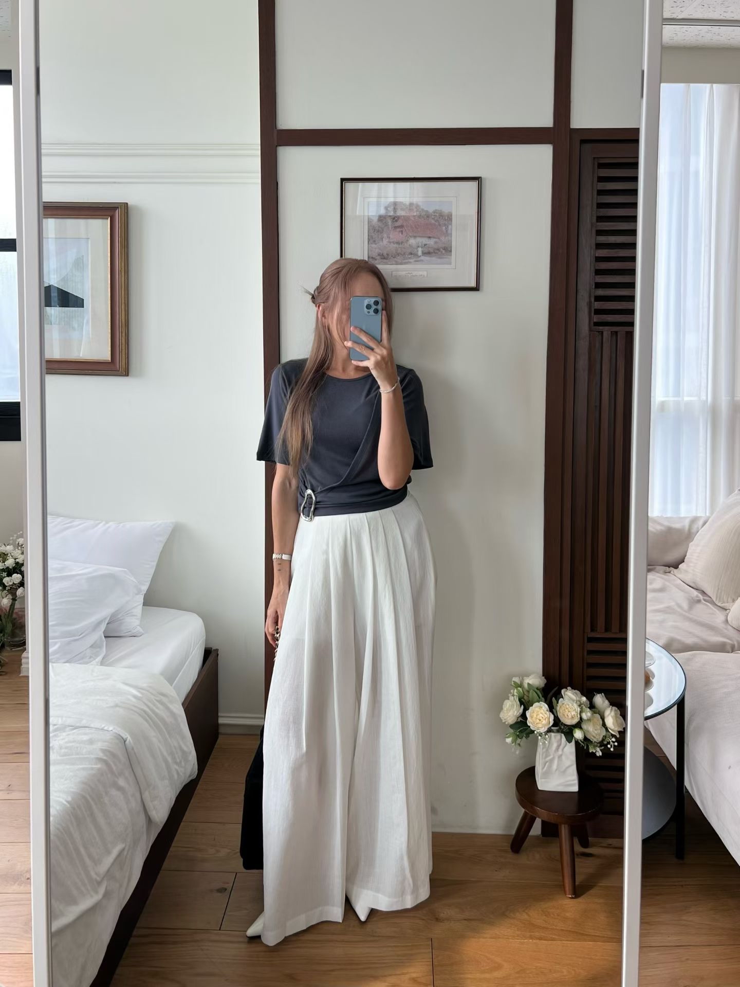 B6 金屬環收腰短 T