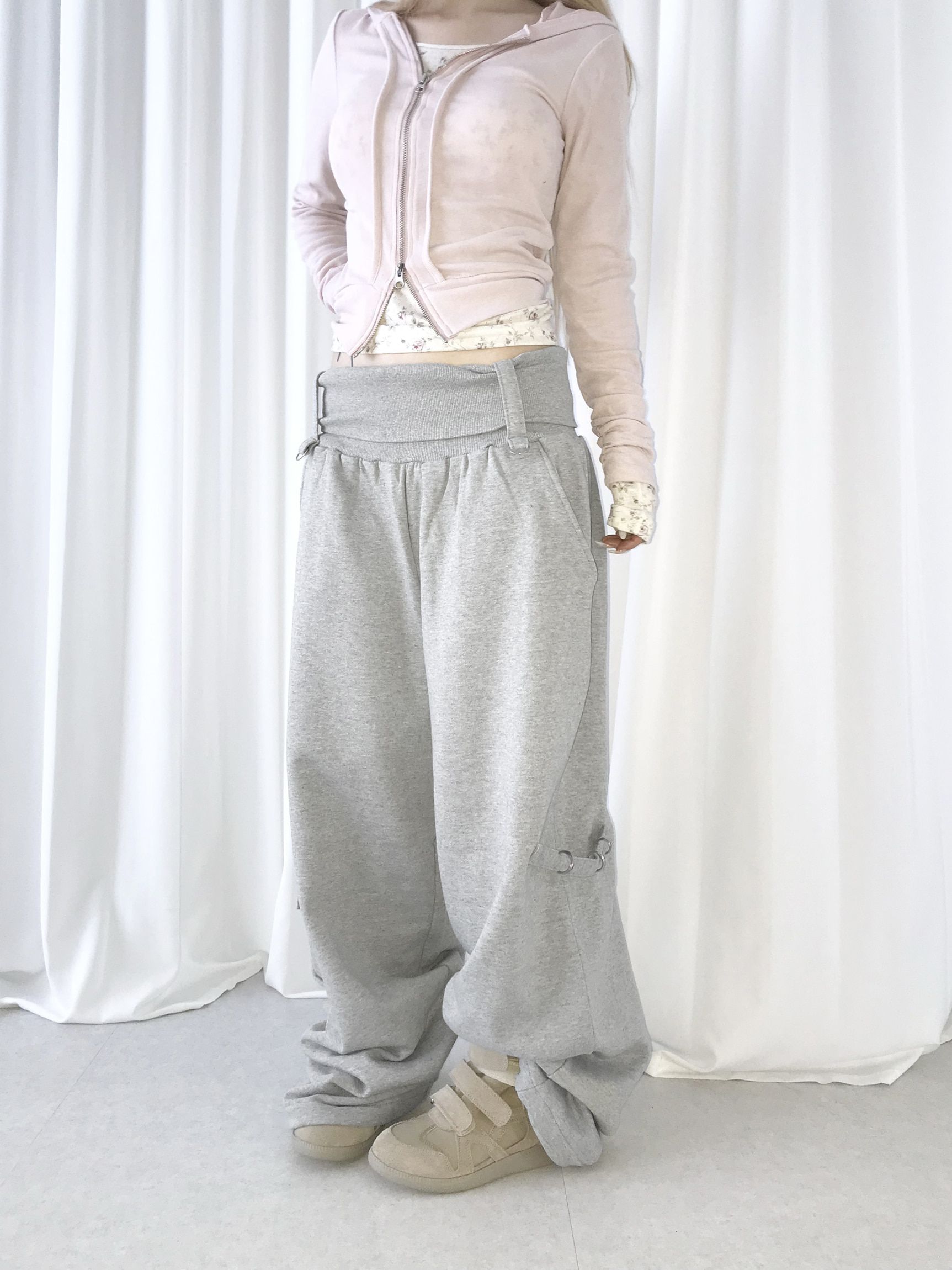 Foldover Wide-Leg Cargo Pants