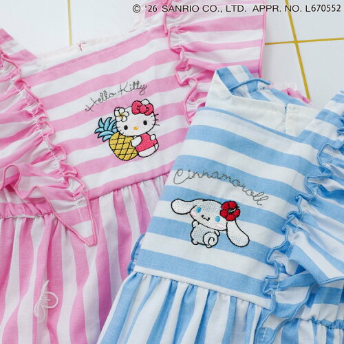 🆕【⭐訂購⭐】🇯🇵日本直送🌀#Sanrio 刺繡 立體花朵 荷葉褶邊 條紋 上衣［2款選］🌀 [ELDA-0265][260529]