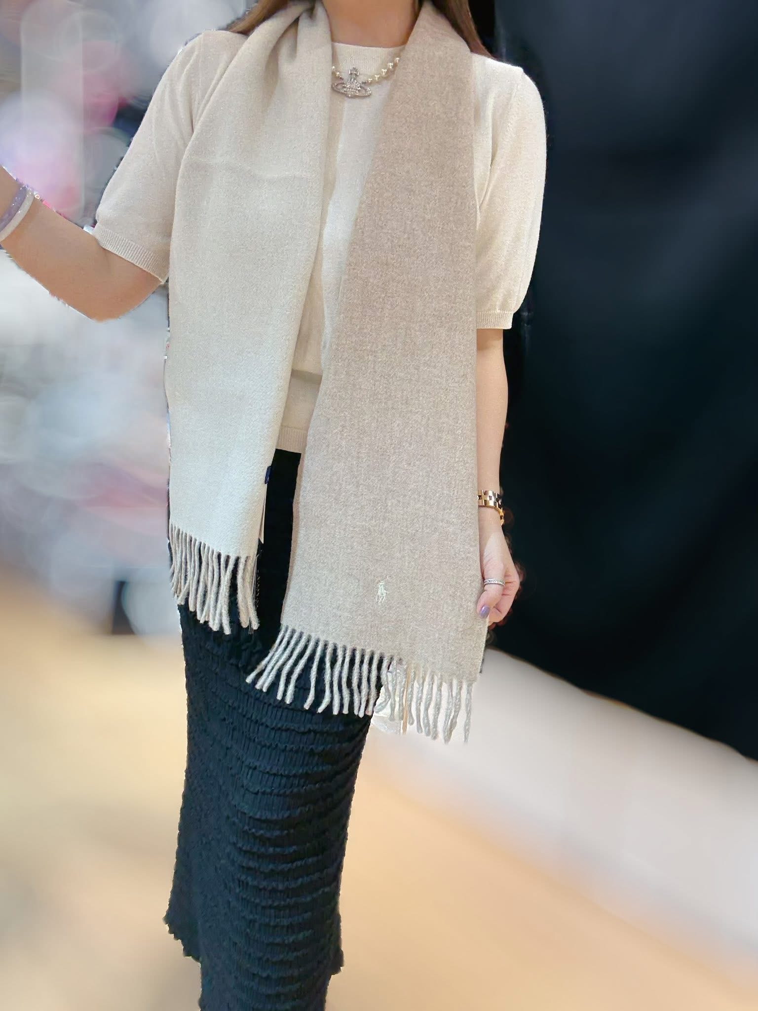 Polo scarf wool/beige