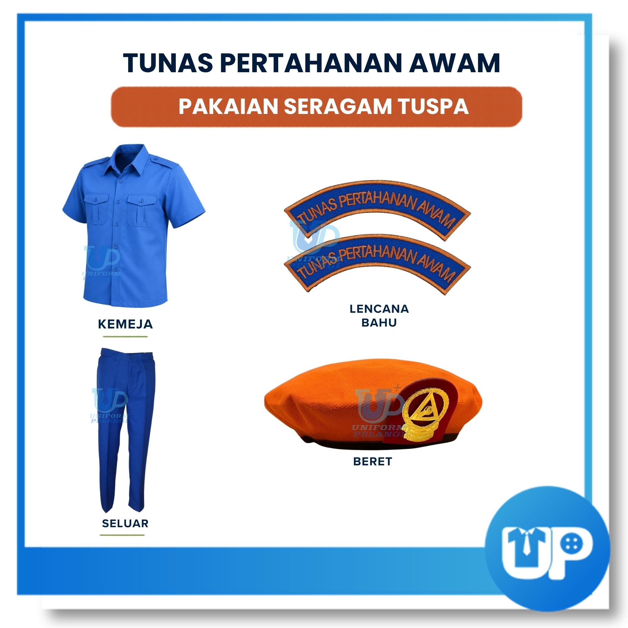 (SET LENGKAP) TUSPA Pakaian Seragam Uniform Lengakap Tunas Pertahanan Awam Sekolah Rendah