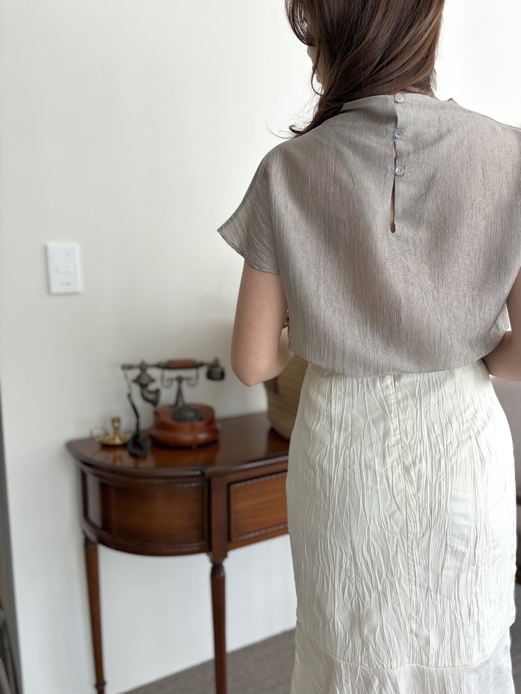 Odette Sheen Top (Silver Grey)