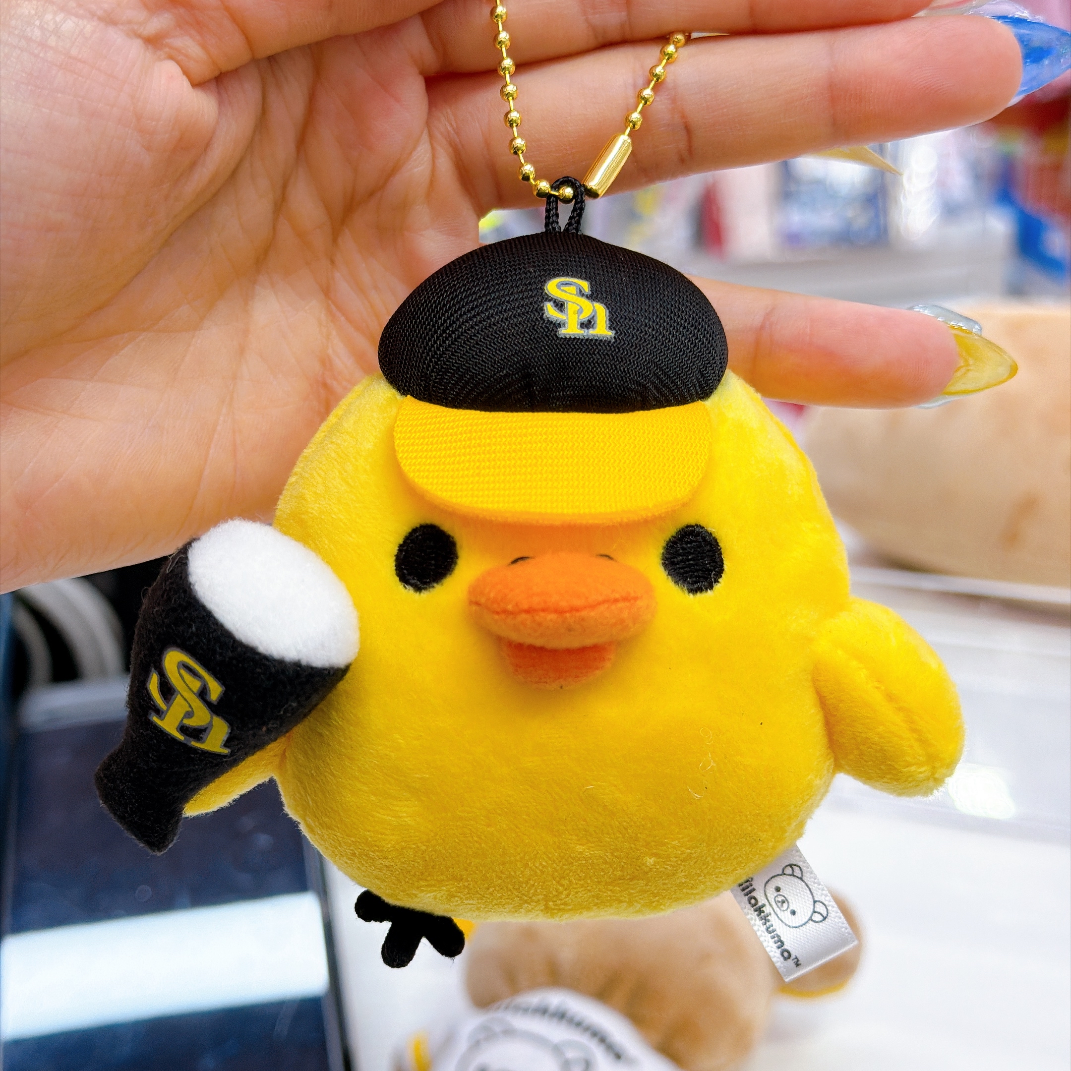 日本直送鬆弛熊 SoftBank Hawks  福岡棒球隊限定版公仔掛飾