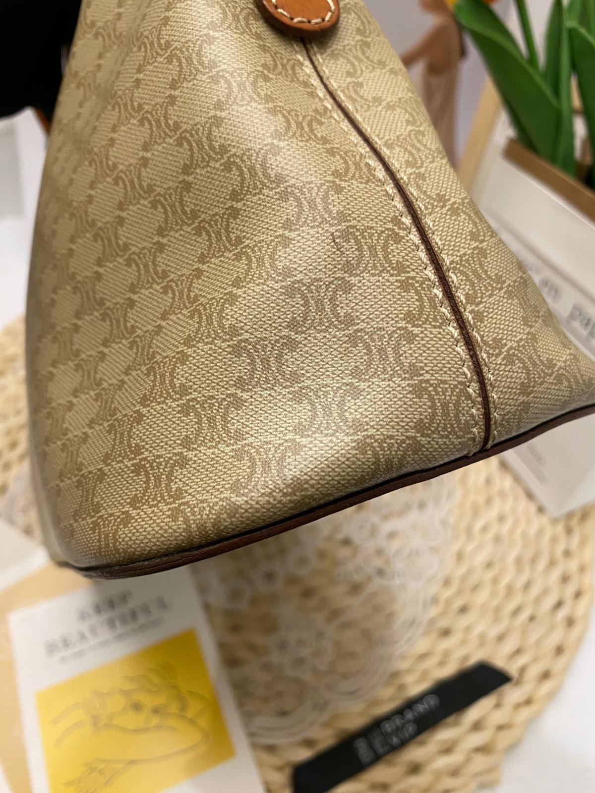 Celine Vintage Macadam Triomphe Dome Bag (米色)