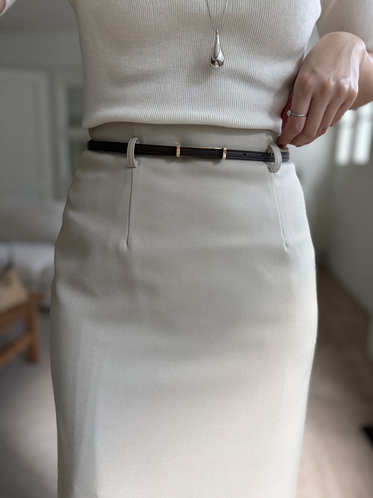 The Classy Belted Skirt (Beige)