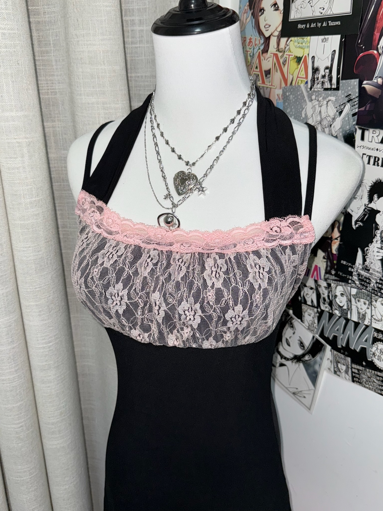 Y2K Black and Pink Gothic Lolita Ruffle Dress