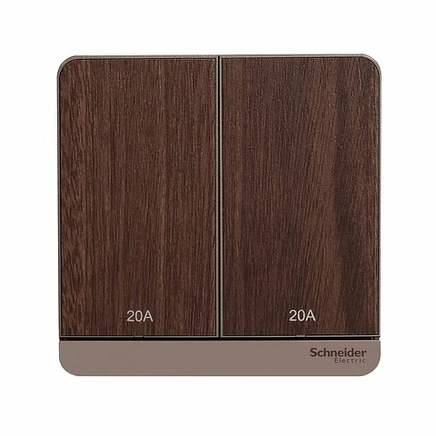 施耐德 AvatarOn 胡桃木 20A孖位 燈曲