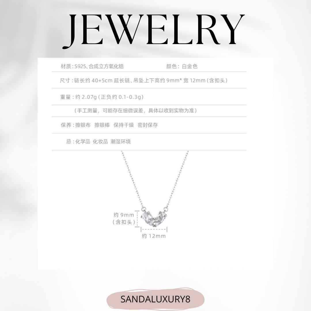 Silver Heart Diamond Necklace  - Luxury Jewelry 