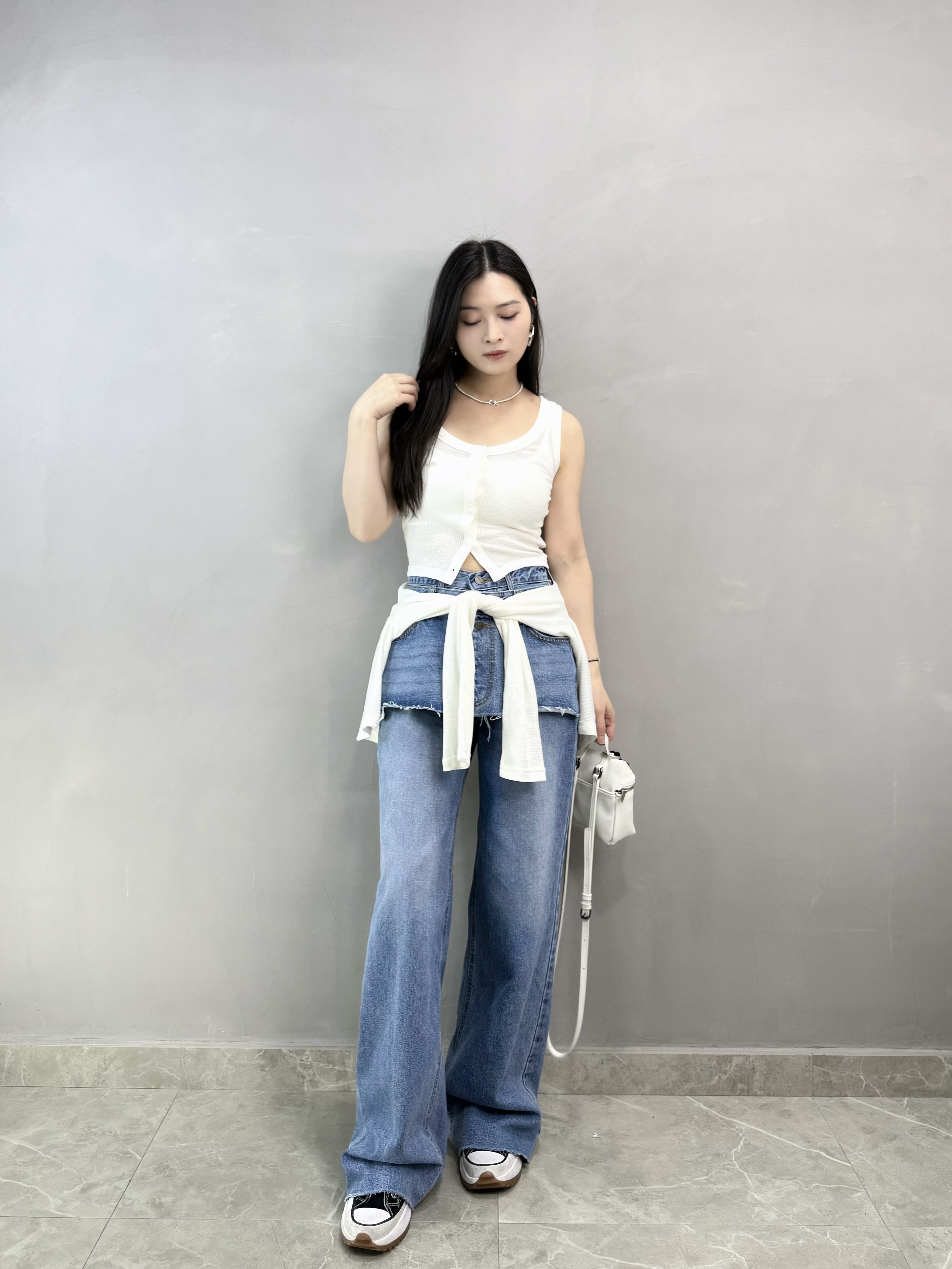 M63 格仔紋背心+刺繡外套set