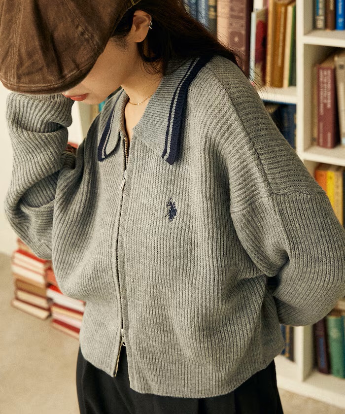 4月連線貨品 - 日本女裝POLO限定帶領口針織衫