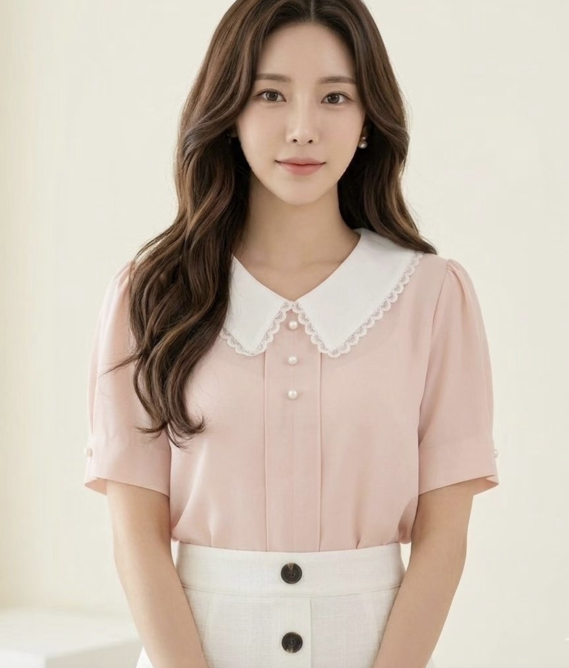 ❥ 公 主 排 鈕 雪 紡 襯 衫 。