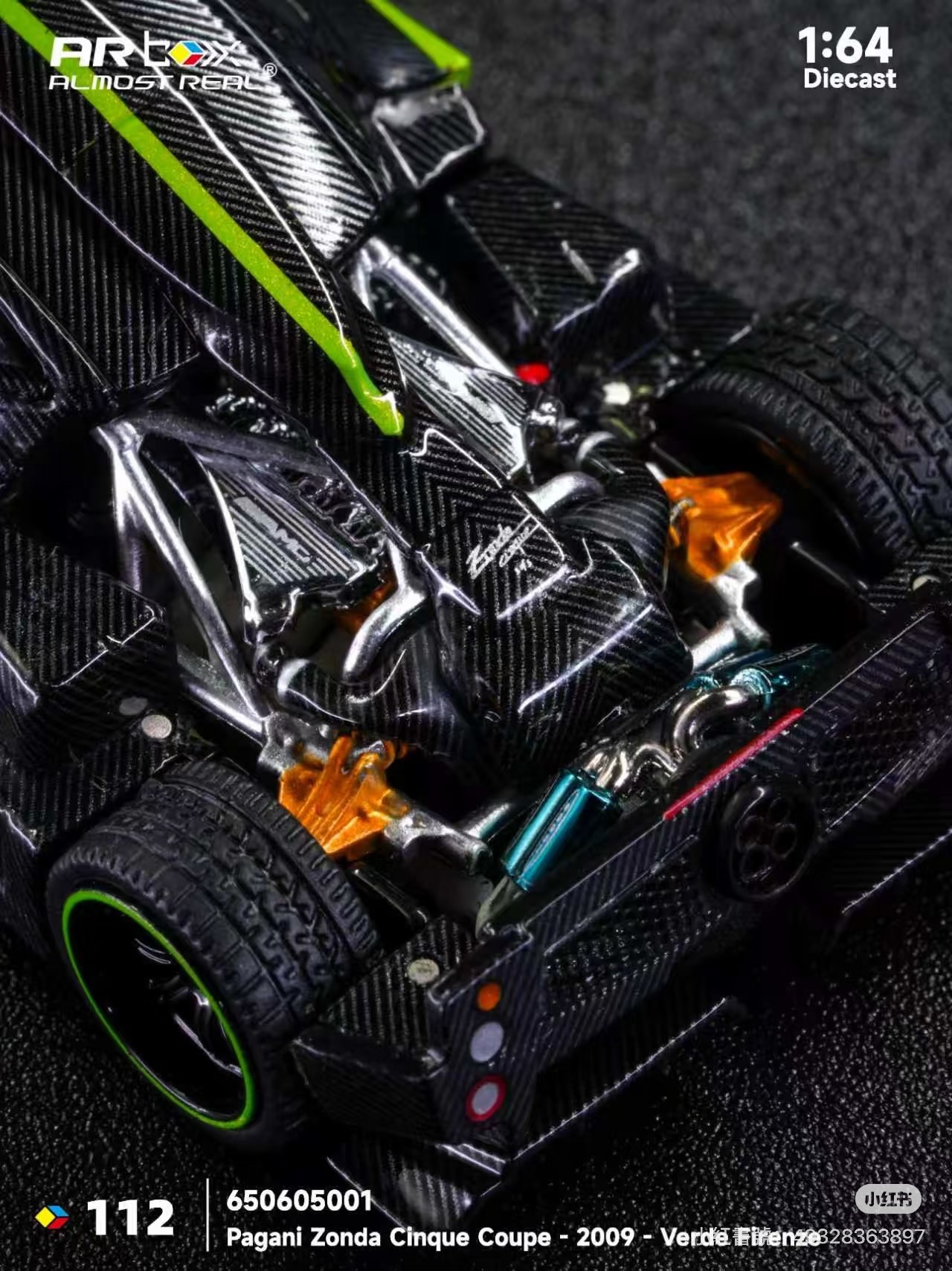 （預訂 Pre Order) AR Box (650605001) Almost Real Pagani Zonda Cinque Coupe - 2009 - Verde Firenz