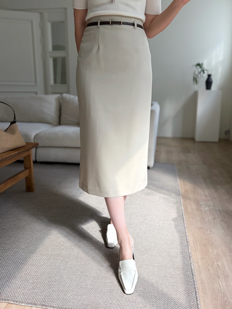 The Classy Belted Skirt (Beige)
