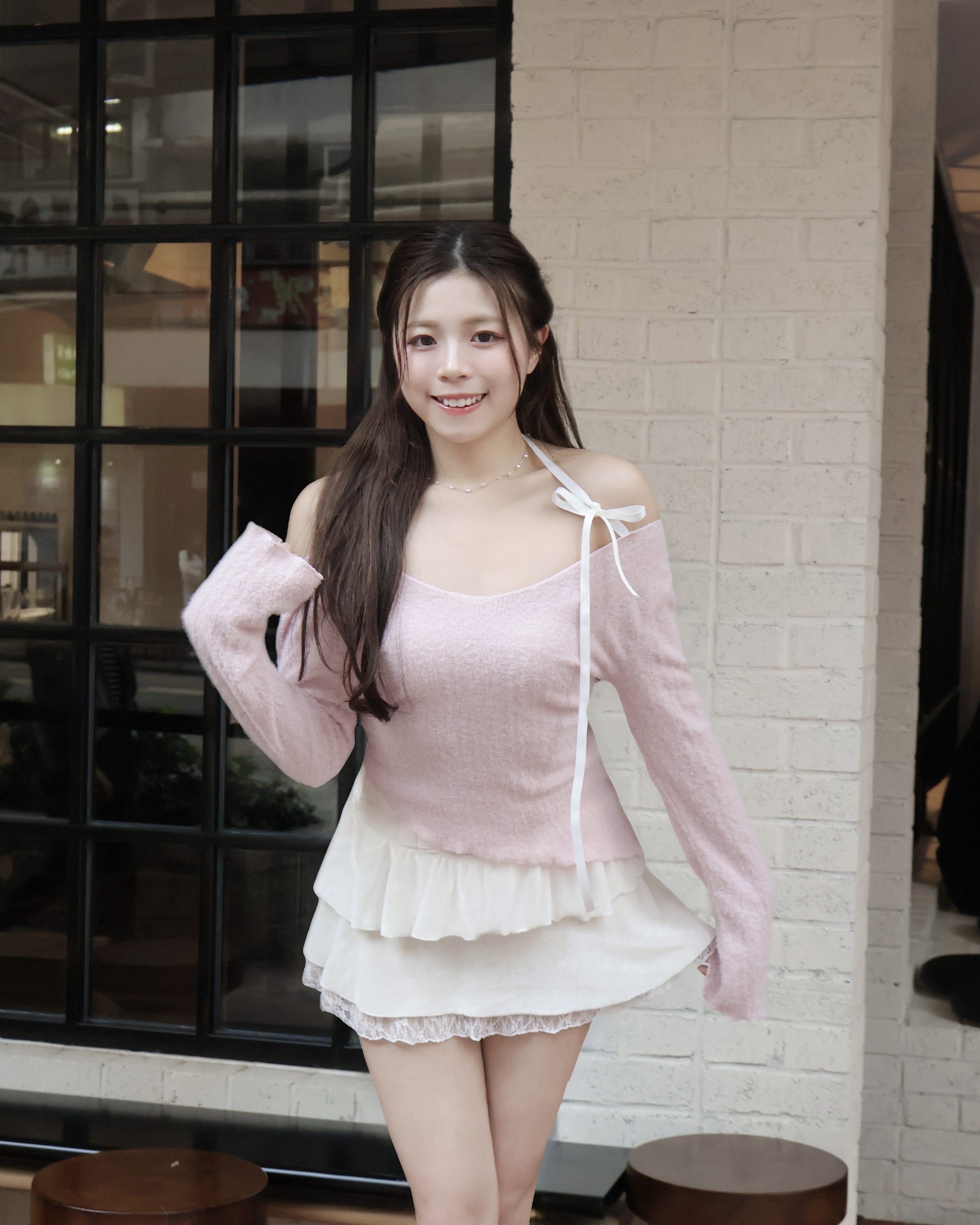 【 新品追加 ♪🎀 | 溫柔浪漫結合💕多變化！輕薄毛絨絲帶設計感喇叭袖上衣˚ʚɞ 】 Romantic Ruffle Top(三色入)