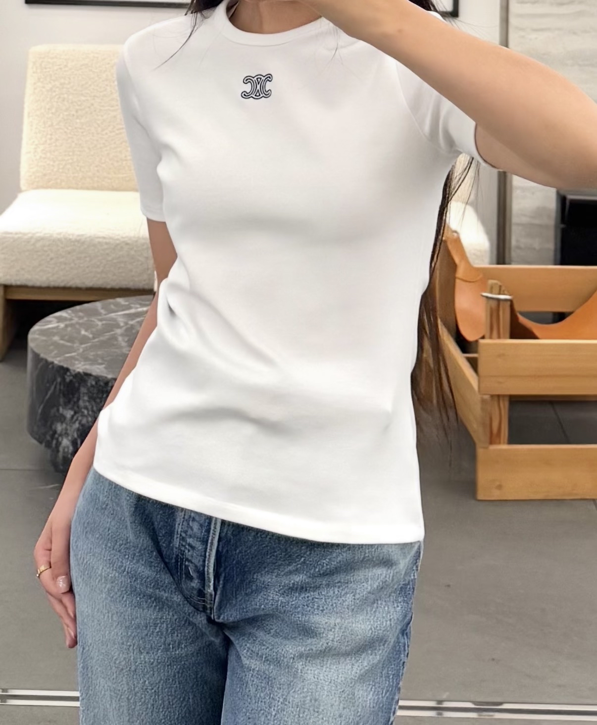 限時優惠✨新款🆕訂貨📮 Celine slim cut 刺繡logo Tee  White XS S