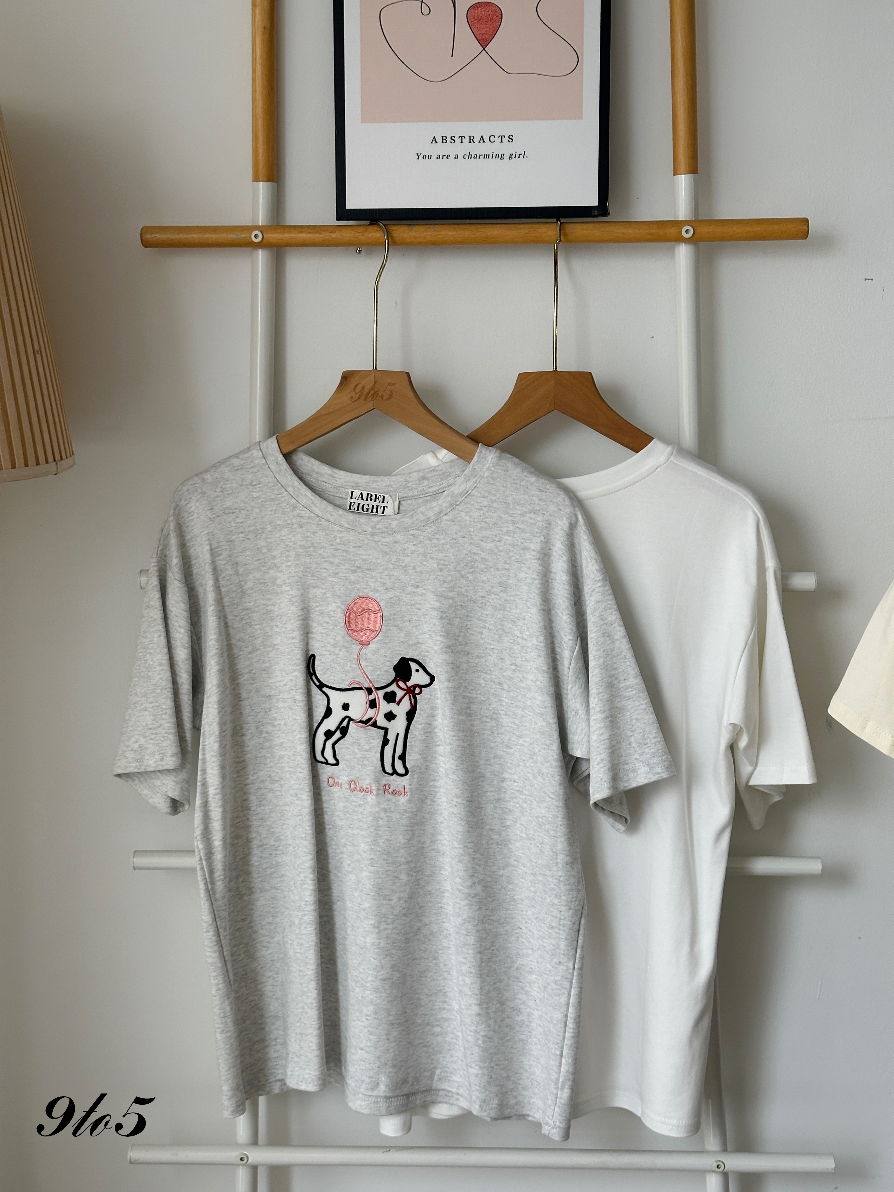 T3933 Dog Embroidery Tee - 4 Colors