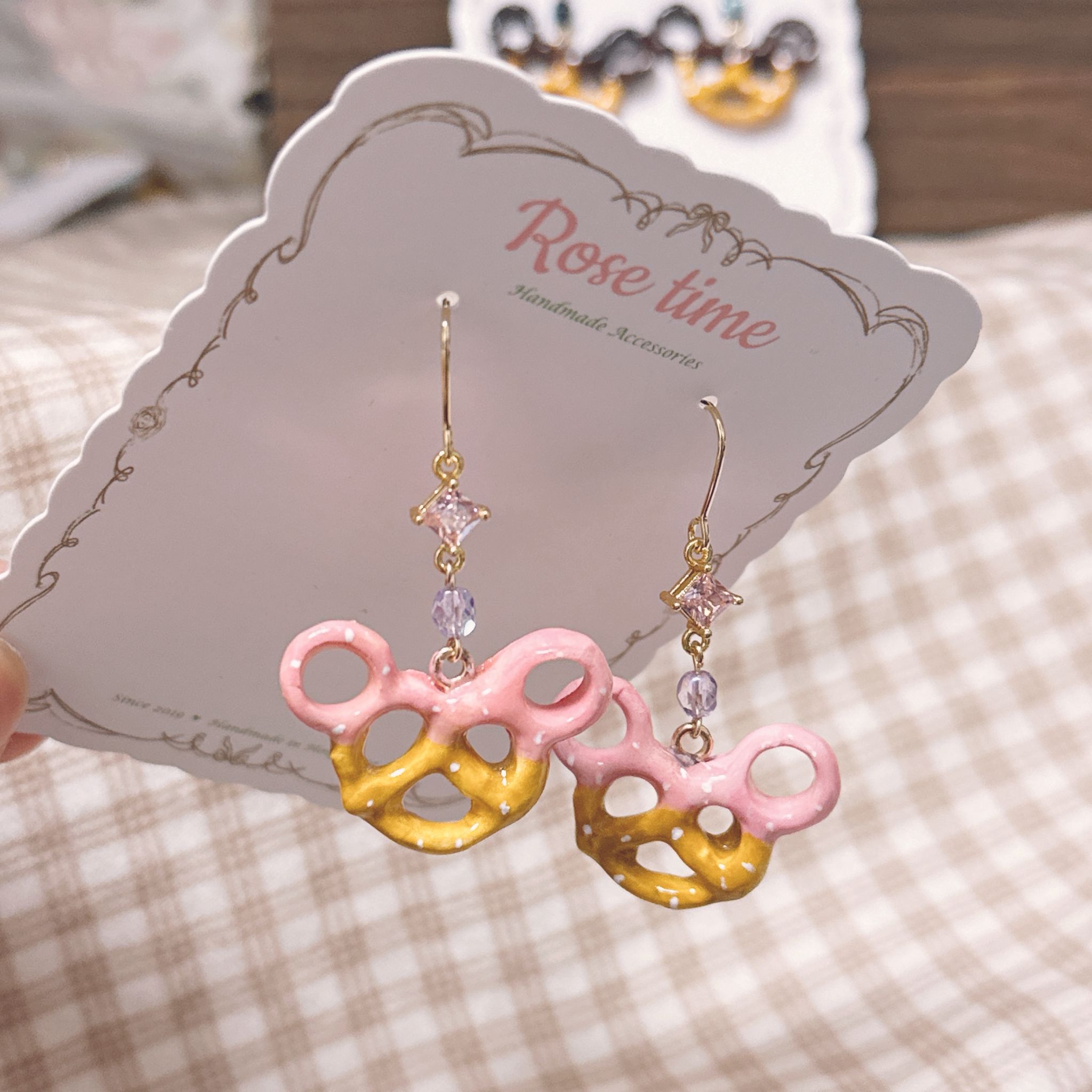 手繪米奇Prezel耳環 兩色入