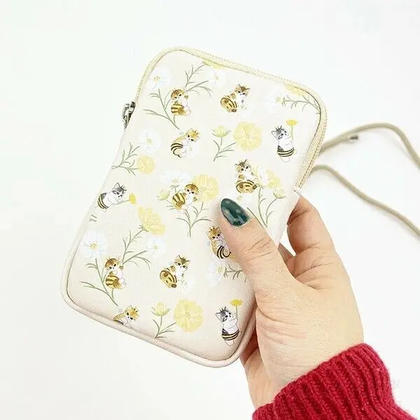 現貨🌸日本直送 | 貓福珊迪mofusand日版斜揹袋連手機掛繩夾片（黃）