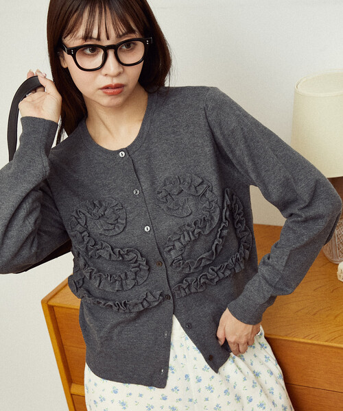 S形荷葉紋針織外套