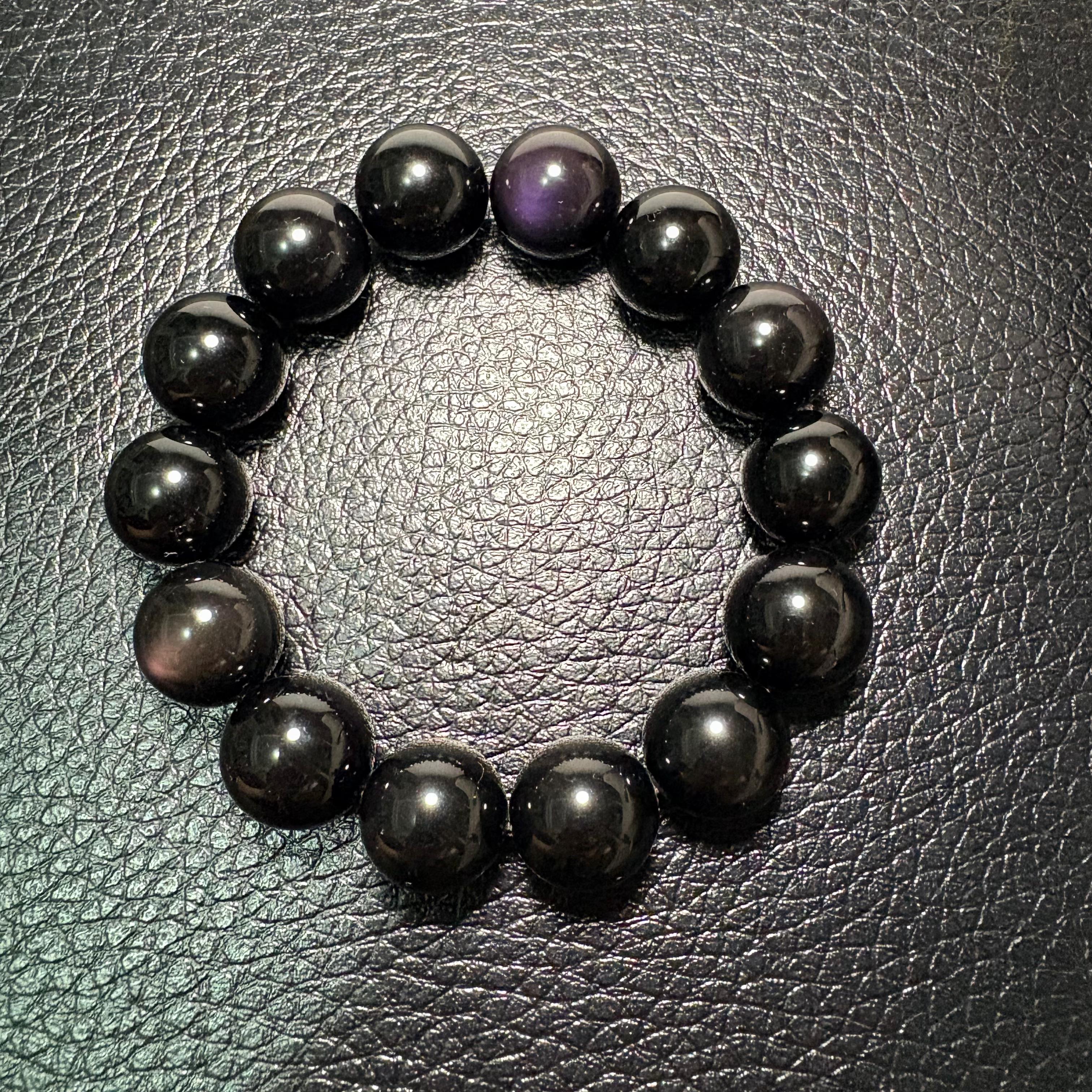 16mm彩虹黑曜石手串 No.4486