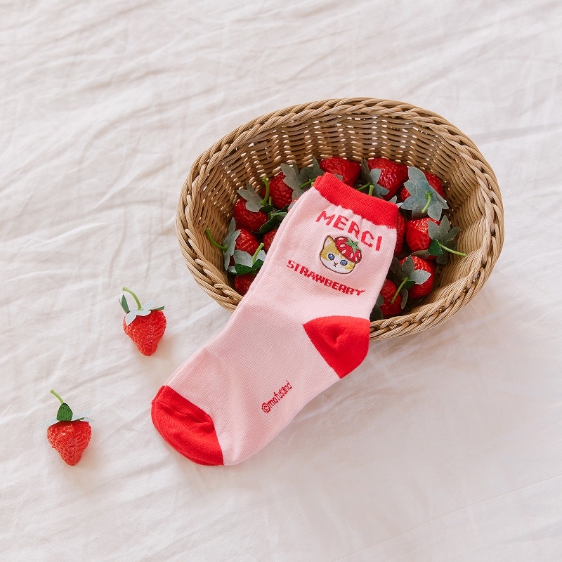 🎀【預訂】 mofusand 草莓🍓系列 Pink Socks 22-24cm