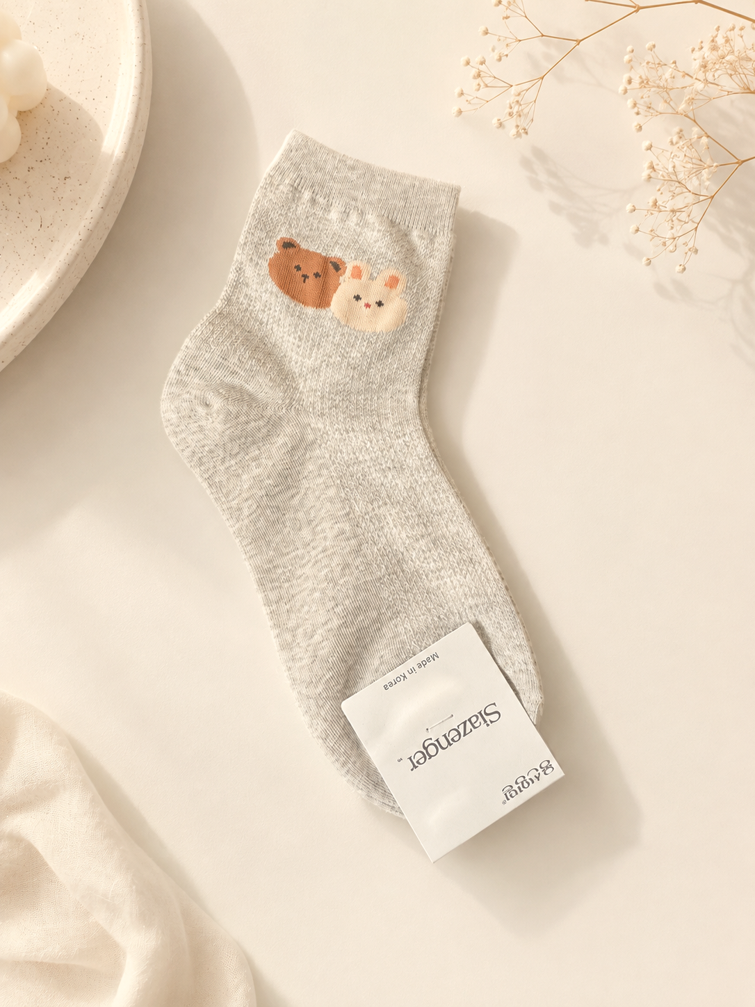 Korean Bear & Bunny Mid Socks