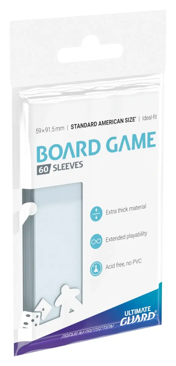 Ultimate Guard 60 - Premium Board Game Sleeves - Standard American - Transparent
