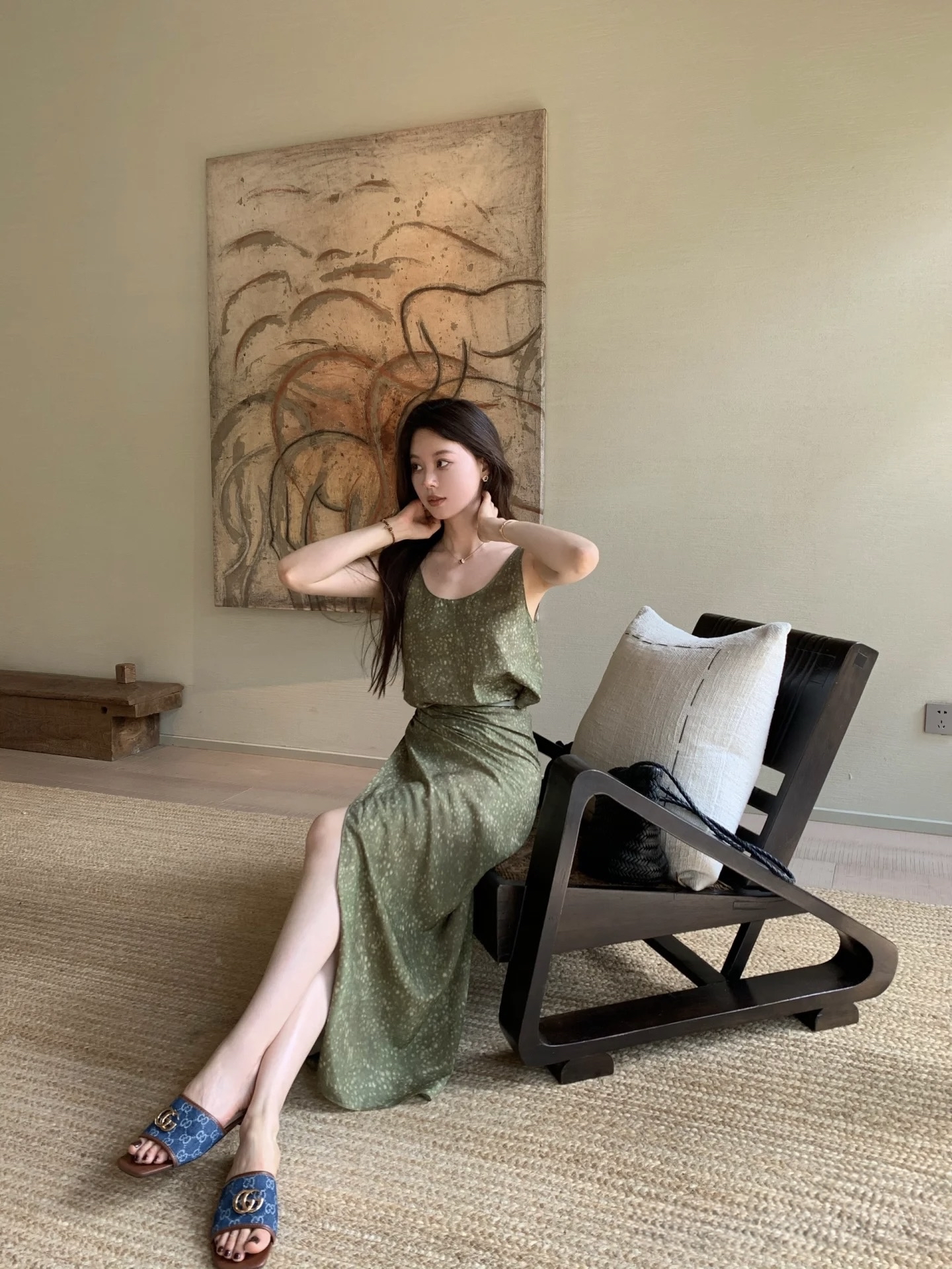 D10057吊带方领裙