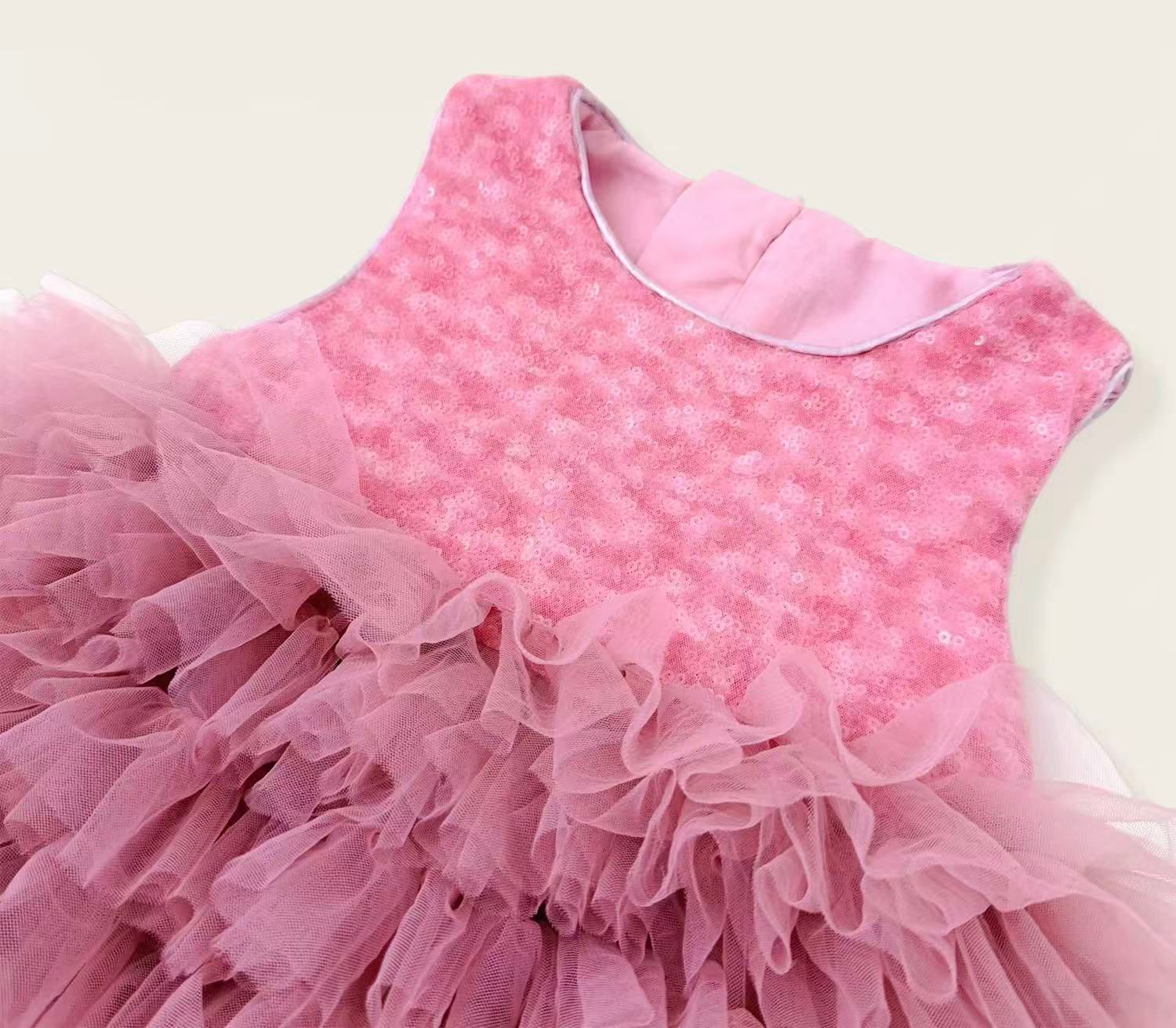 女童粉色亮片網紗蛋糕裙