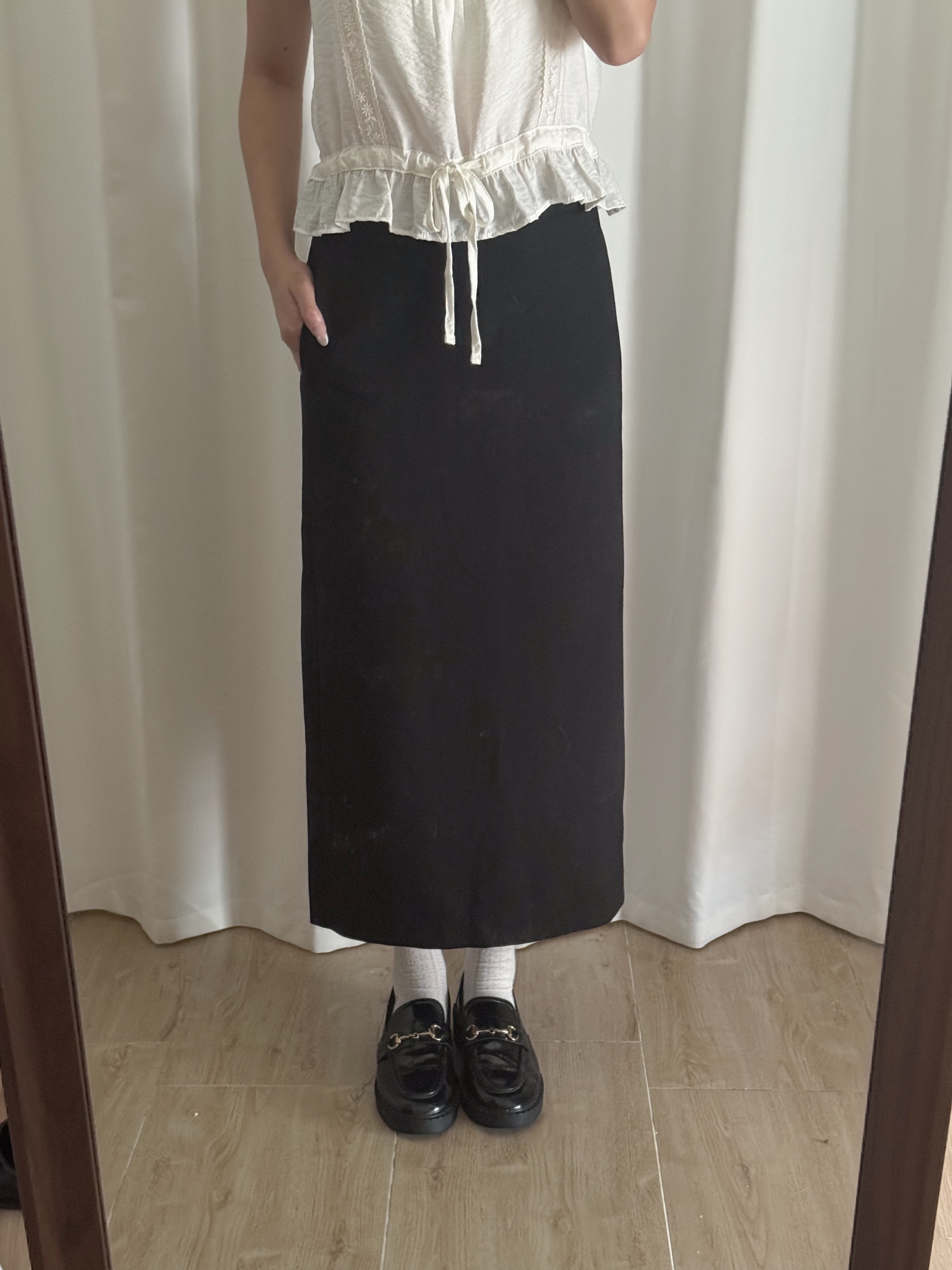 顯瘦H型後開衩長裙(兩色入/兩個尺碼)