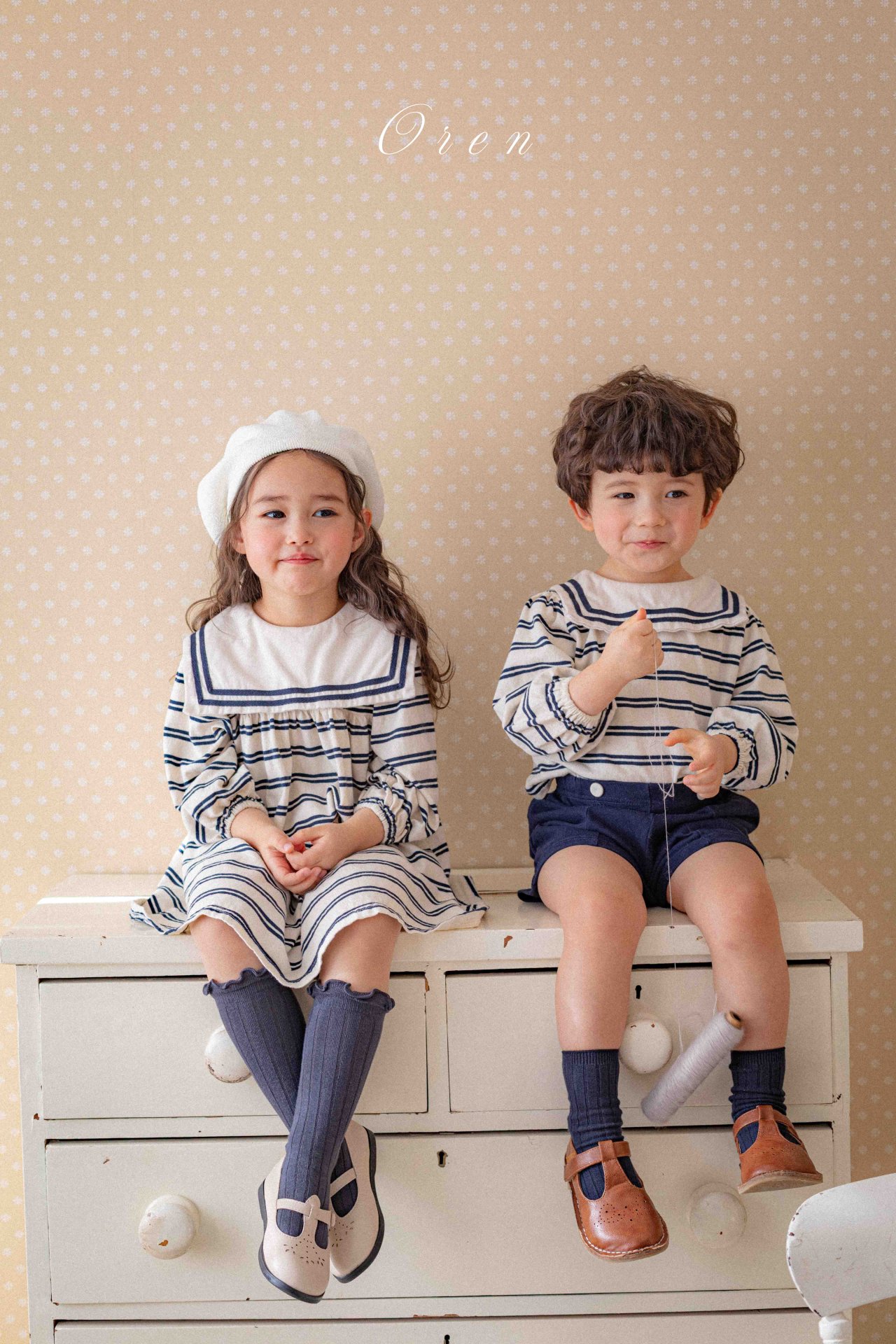 橫間水手風 Jumpsuit / 連身裙 / 套裝 