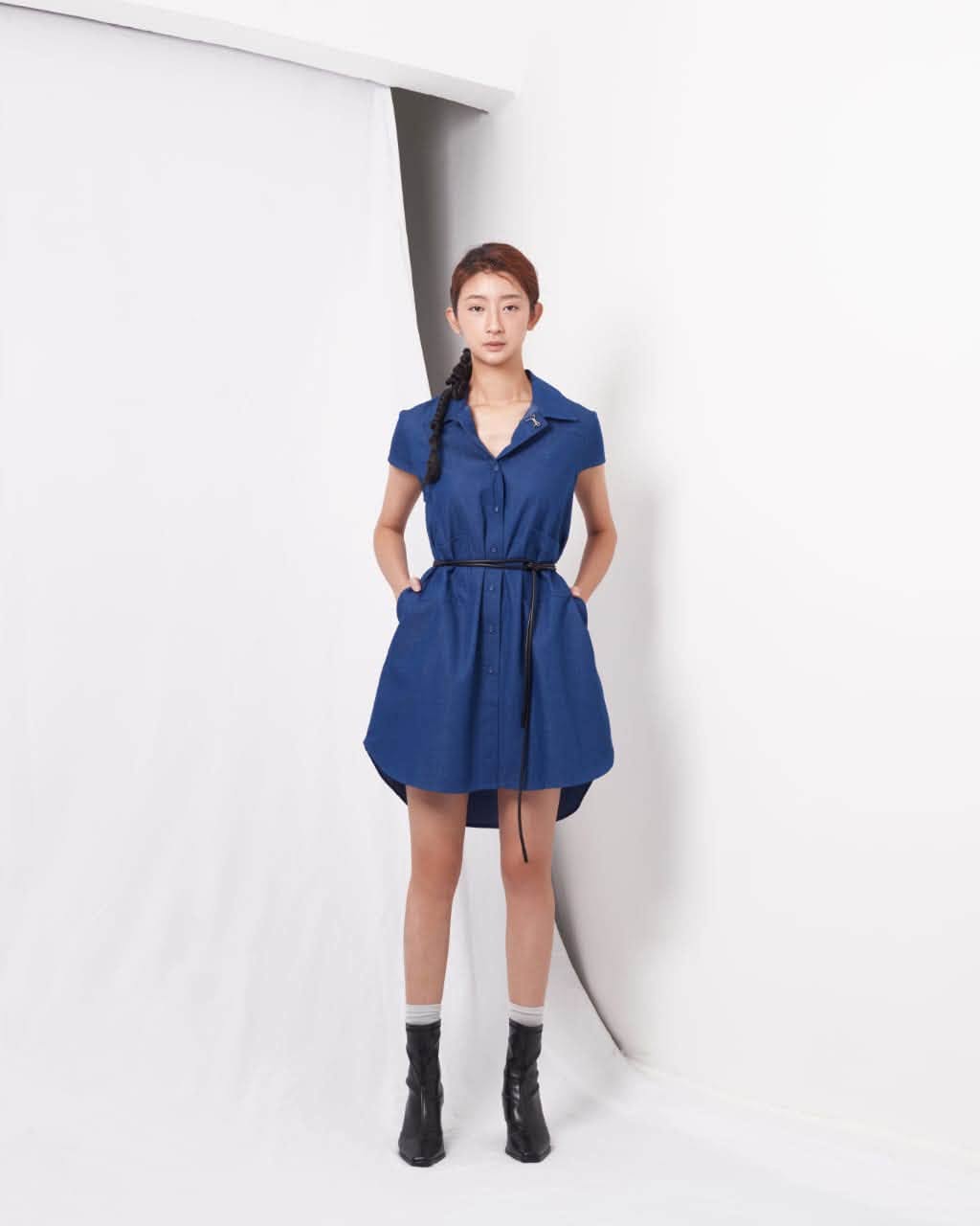 VIL-SD2712 DENIM SHIRT DRESS WITH POCKET