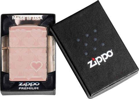 Zippo 心之所向 玫瑰金拋光 4面雷雕愛心紋丨防風打火機 - 49811 ZIPPO 指定授權經銷商 | 美國製造 | 收藏