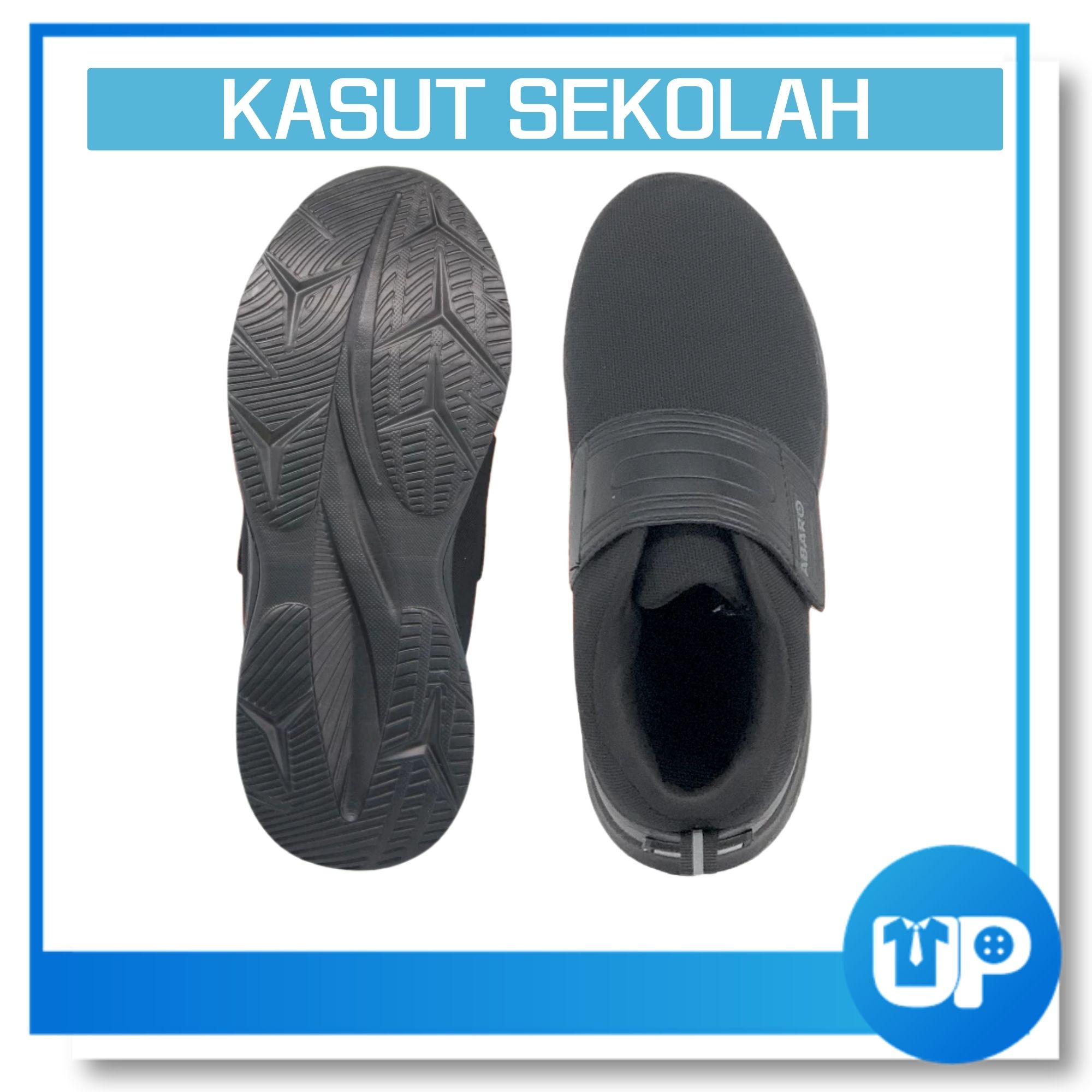 ABARO Kasut Sekolah Hitam Velcro Strap Water Resistant Mesh Sekolah Soft Cushion Shoe (W2881N)